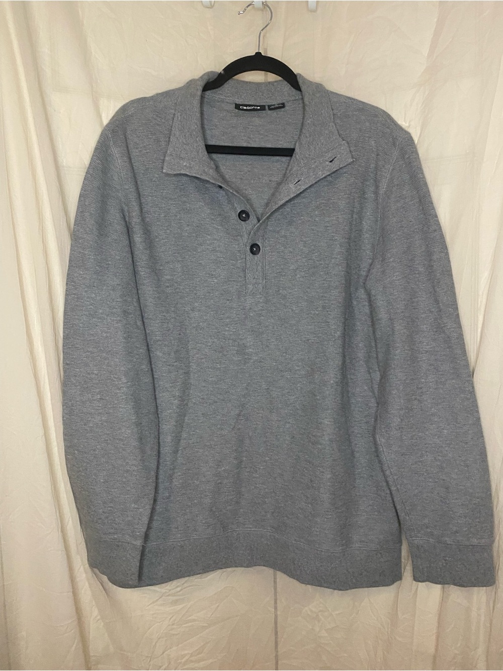 Claiborne half button up front grey sweater szXL